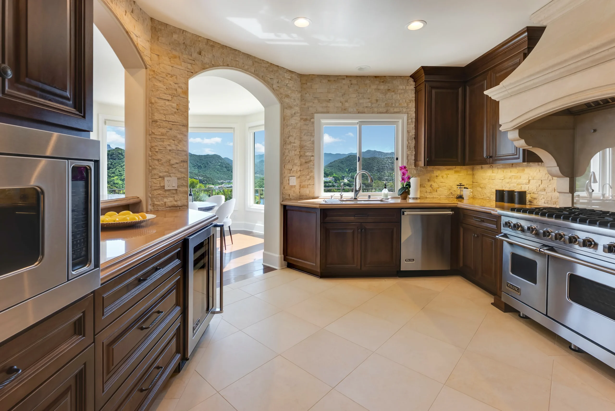 Kitchen looking toward view